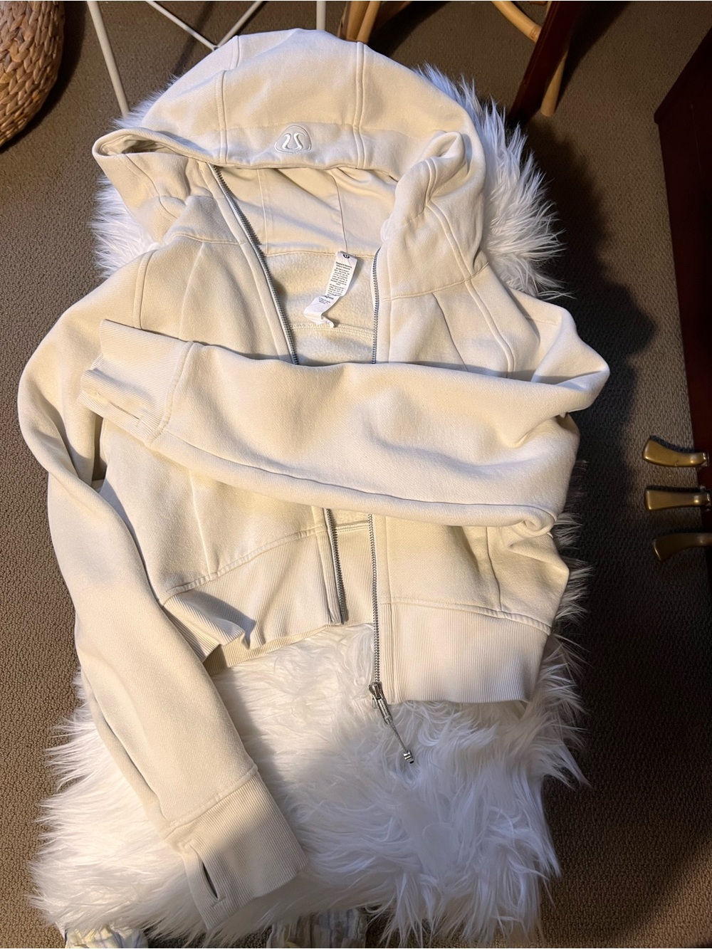 lululemon athletica Cream Zip-Up Bomber Hoodie